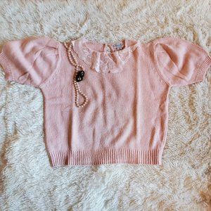 Sweet Pink 80's Vibe Knit Top